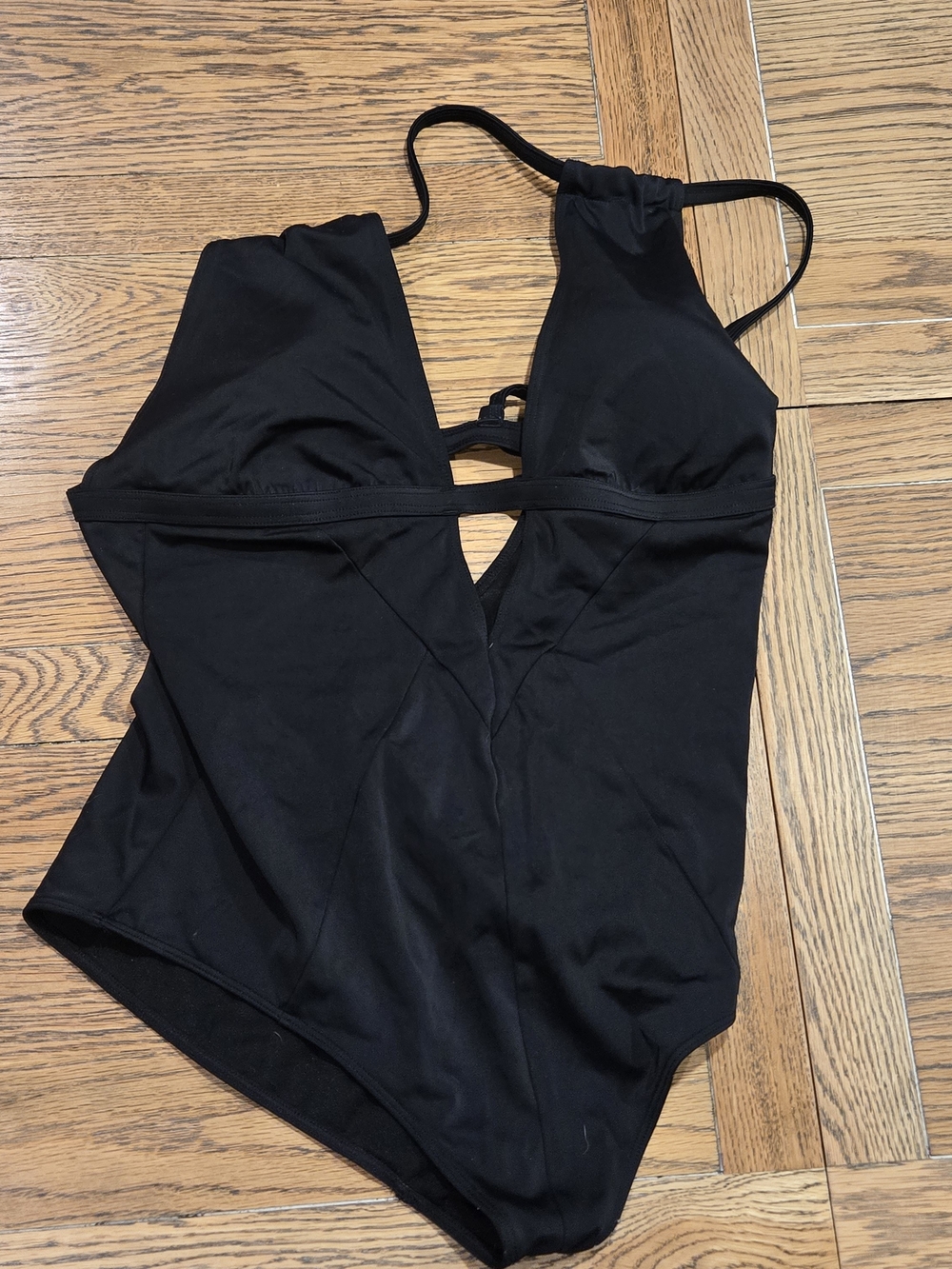 Adore Me Black One-Piece Plunge Swim Suit